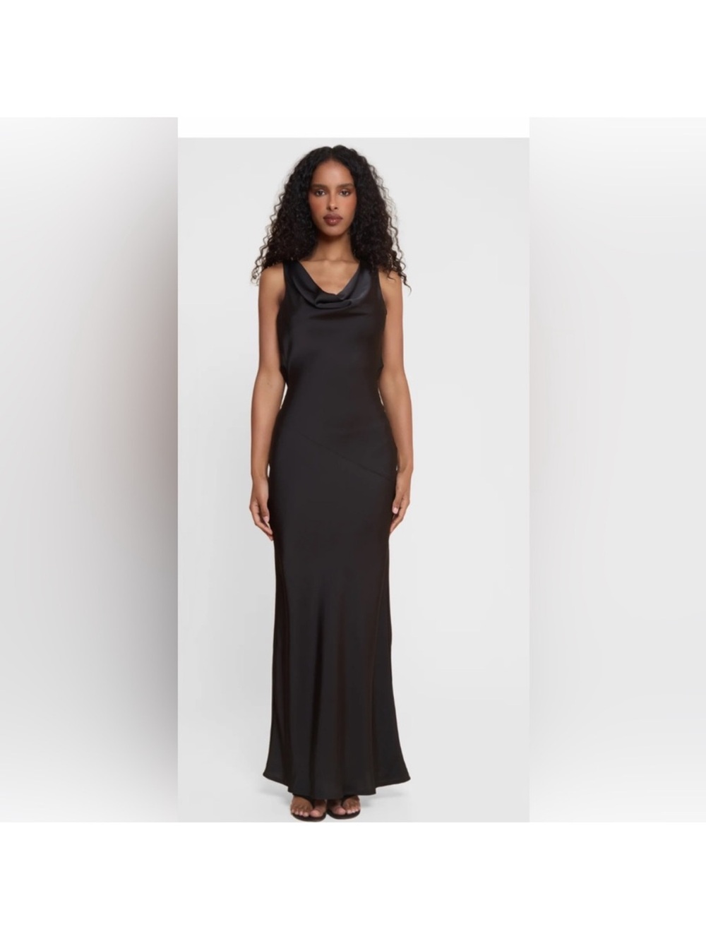 LEAU Dove Cowl-Neck Sleeveless Gown - Black